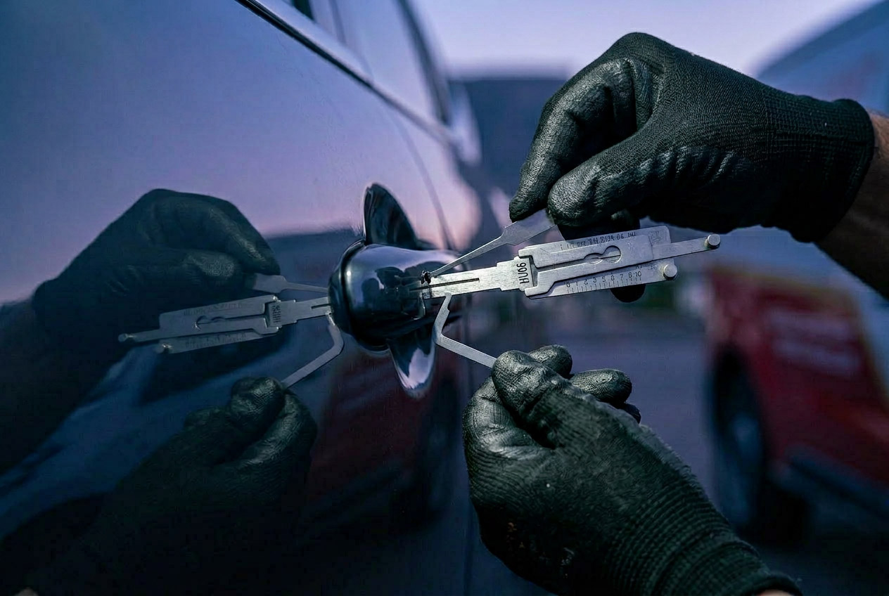 Auto Locksmith automotive technician programming a transponder car key